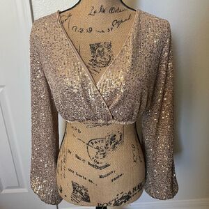 Forever 21 Cropped Sequin Top- Size Medium